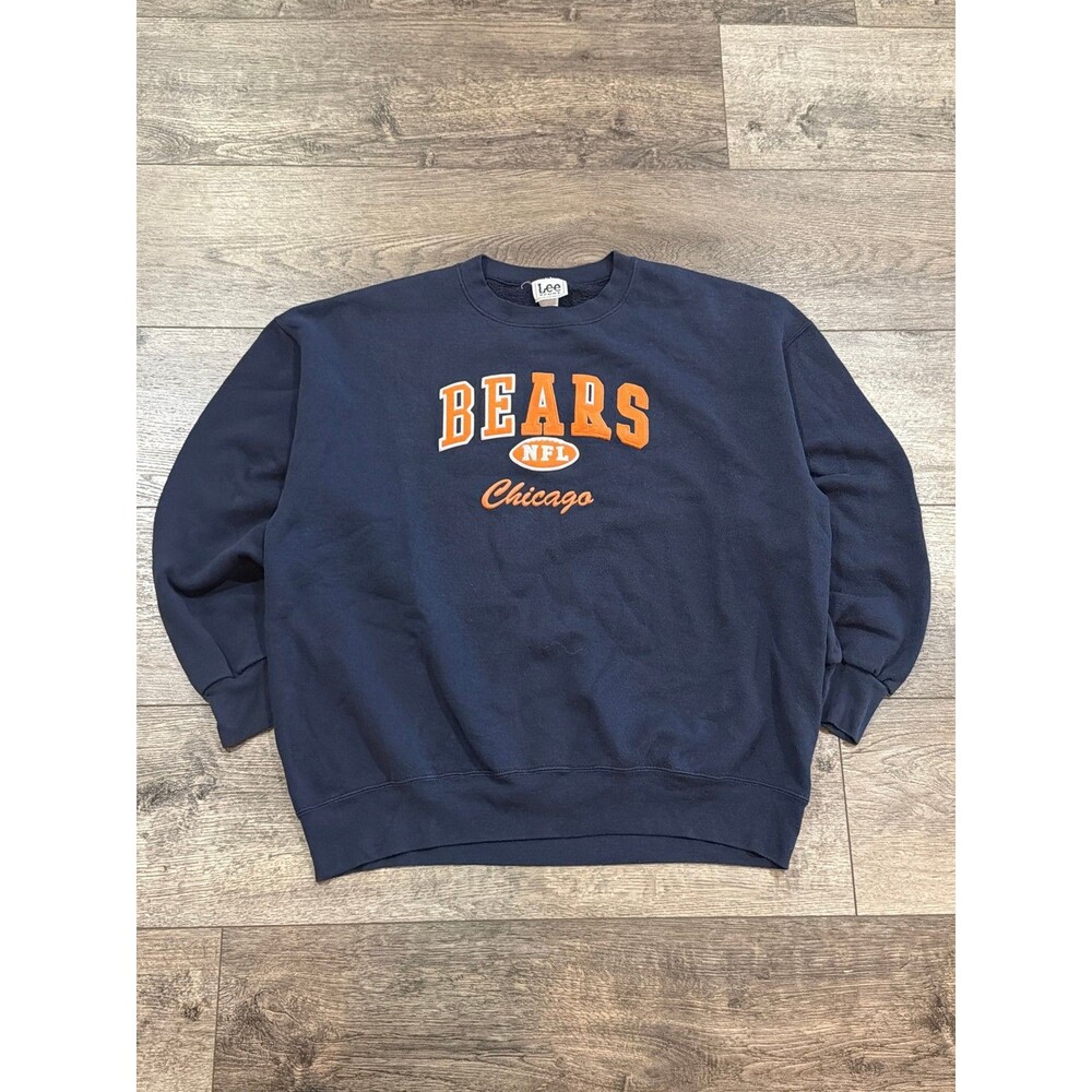 Vintage 90s Lee Sport Chicago Bears NFL Crewneck Sweatshirt Mens Large Navy Blue